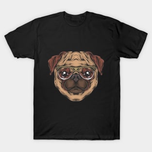 cute pug dog with glasses T-Shirt